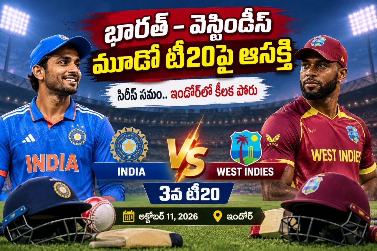 భారత్–వెస్టిండీస్ మూడో టీ20పై ఆసక్తి.. ఇండోర్‌లో హోరాహోరీ పోరుకు రంగం సిద్ధం!