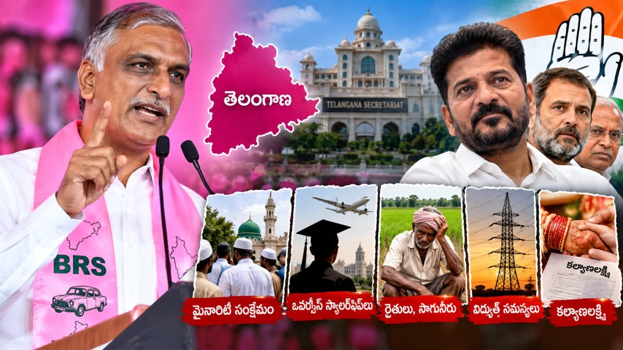 కాంగ్రెస్ ప్రభుత్వంపై హరీశ్‌రావు విమర్శలు.. హామీల అమలుపై ప్రశ్నలు